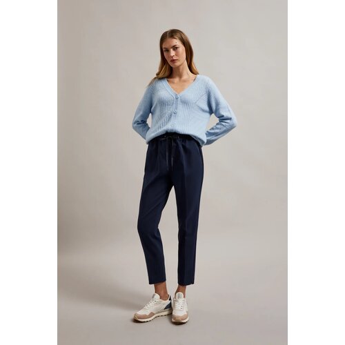 Moodo Women&amp;#039;s trousers with waist tie - dark blue Slike