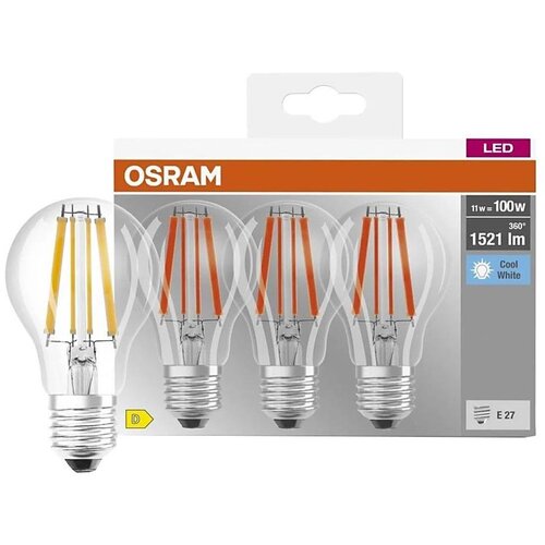  Komplet od 3 LED sijalice BASE CLASSIC FILAMENT A60 E27/11W/230V 4000K - Osram Cene