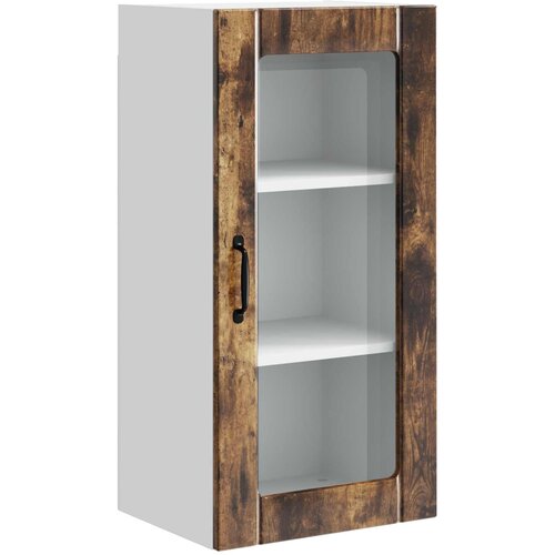  Zidni stakleni ormarić 2 pcs Dimljeni hrast 40 x 31 x 80 cm Slike