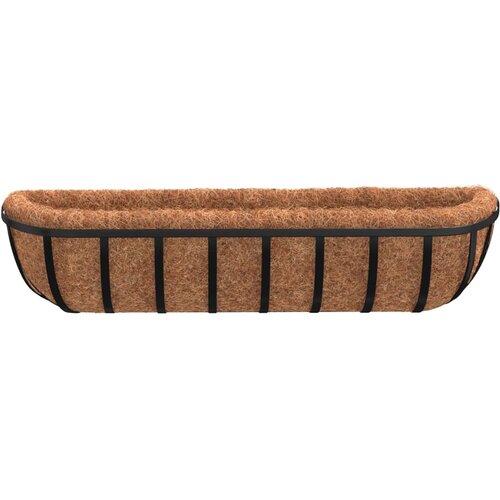  Zidna korita crna 2 kom obloge od kokosa 91x20x23 cm čelična Slike