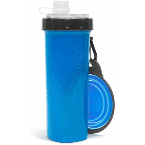 Yummie Zložljiva posoda za vodo za psa + plastenka za vodo in hrano modra Slike
