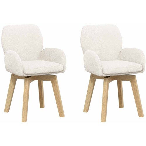 vidaXL Okretne blagovaonske stolice 2 kom. Boucl&eacute; Krem 54 x 58 x 87 cm - Krem 2 Cijene
