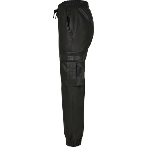 UC Ladies Women's Cargo Pants Made of Faux Leather Black
