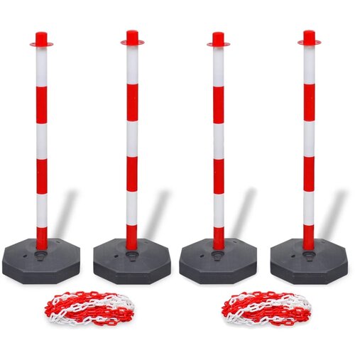 VidaXL Set od 4 stupa i 2 plastična lanca po 10 m Slike
