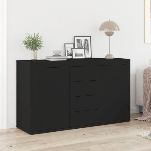 VidaXL Strani &amp;scaron;al Črna Inženirski les 120 x 36 x 69 cm Shramba Bife Slike