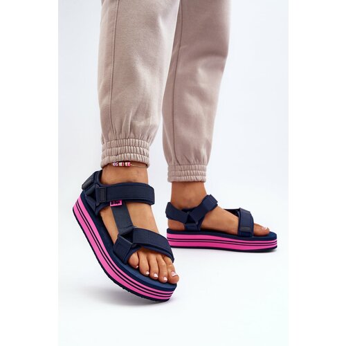 Kesi Lee Cooper Women's Platform Sandals - Navy Blue Cene