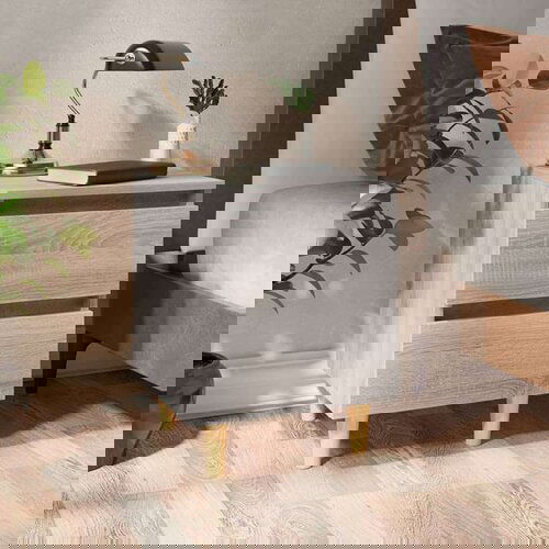  Noćni ormarić s masivnim nogama boja hrasta sonome 40x35x50 cm Slike