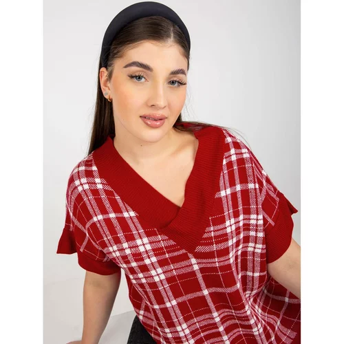 Fashion Hunters Plus size red plaid knitted vest