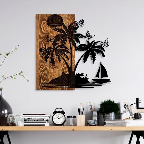 Wallity Zidna dekoracija Holiday İsland, 57 x 58 cm, Smeđa Cene