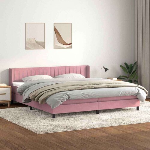  Box spring postelja z vzmetnico roza 180x210 cm žamet, (21791596) Cene