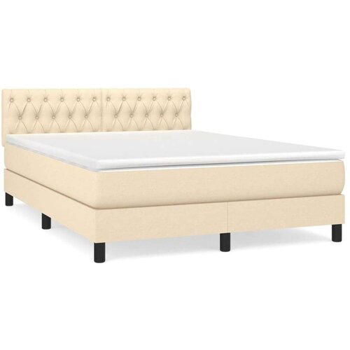 VidaXL Krevet s oprugama i madracem krem 140 x 190 cm od tkanine Slike