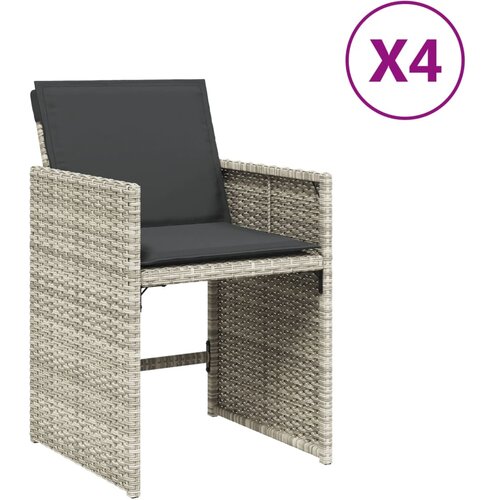 Maison Chic Vrtni stoli - Stol za vrt z blazinami 4 kosi svetlo siv poli ratan JS2301, (21876701) Slike