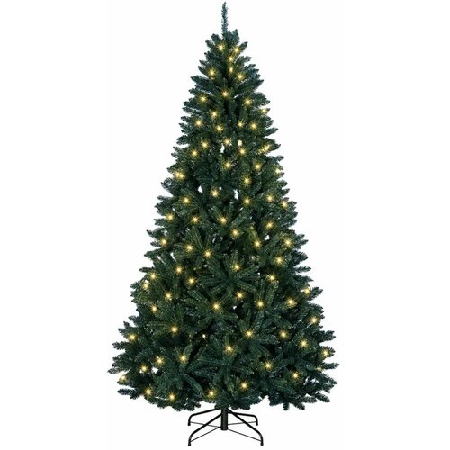  Umjetno božićno drvce s nogom 210 cm 300 LED lampica - Tamnozelena &amp;Oslash; 106 x 210 cm s 300 LED dioda Slike