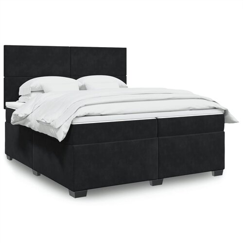 vidaXL Box spring postelja z vzmetnico črna 200x200 cm žamet Cene