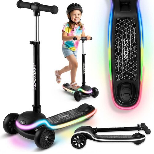 Ricokids Leddi trokotačni LED skuter za djecu - crni Slike