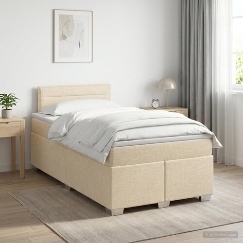  Boxspring krevet s madracem Krem 120 x 200 cm Tkanina Cene