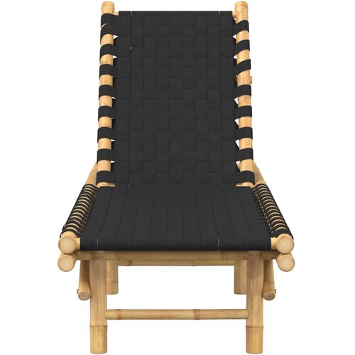  Ležaljka za sunčanje s crnim tkanim trakama 55x200x30 cm bambus Slike