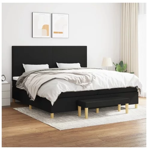  Box spring postelja z vzmetnico črn 200x200 cm blago