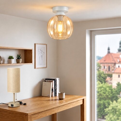 Brilagi LED plafonsko svetlo R GLASS 1xE27/60W/230V prečnik 18 cm bela/zadimljeno bež Slike