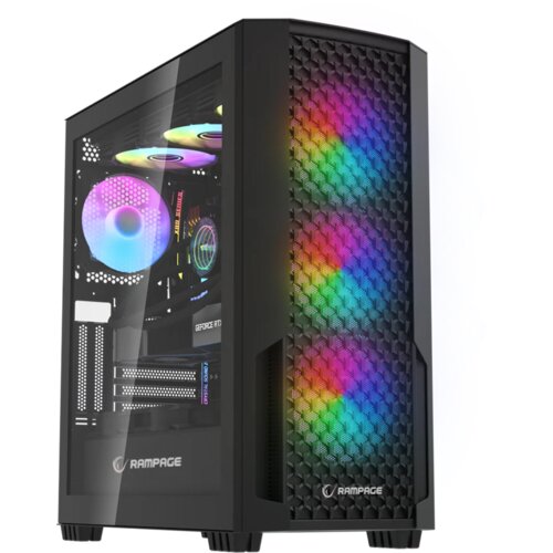  Kući&amp;scaron;te gaming RAMPAGE SHELOB Mesh, Tempered Glass, 4*ARGB Infinity Fan, Hub, E-ATX, Mid-T Slike