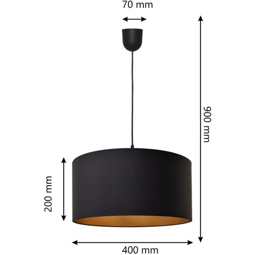  Luster na sajli ALBA 1xE27/15W/230V prečnik 40 cm crna/zlatna Slike