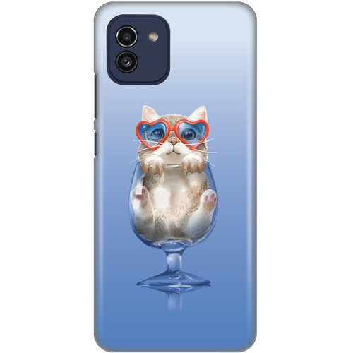  silikonska maska za Samsung A035G Galaxy A03 Fuy Cat Print plava Cene