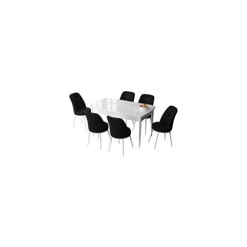 Hanah home Set Trpezarijski sto i 6 stolica Zen, crno-bijela Cijene