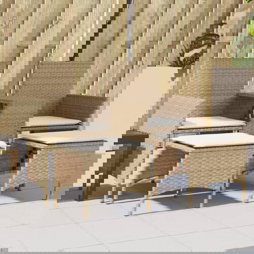 VidaXL Vrtni dvosjed sa stolićem i tabureima bež od poliratana Slike