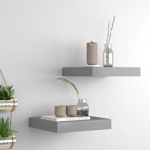 vidaXL Stenske police 2 kosa sive 23x23,5x3,8 cm MDF, (20622912) Cene