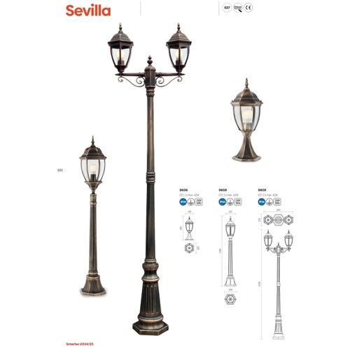  Redo 9607 - Spolja&amp;scaron;nji luster na lancu SEVILLA 1xE27/42W/230V IP44 zlatna/patina Slike