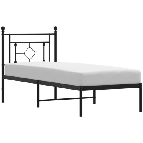 Maison Chic Kovinski Posteljni okvir - Enojna postelja - Postelja za odrasle z vzglavjem črn 80x200 cm, (21694096) Slike