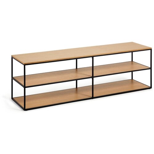 Kave Home TV stol u crno-prirodnoj boji u dekoru hrasta 160x50 cm Yoana - Slike