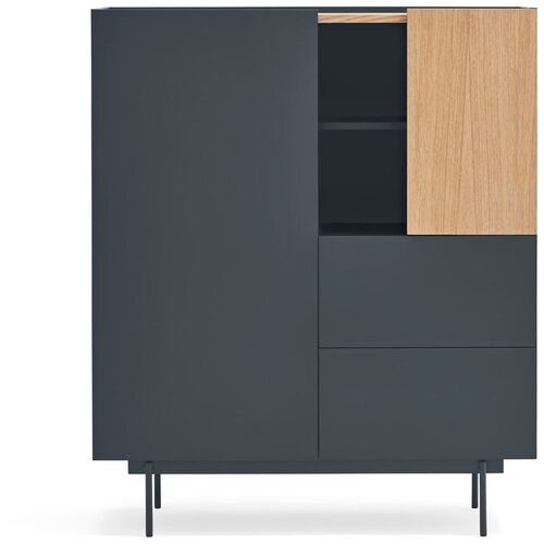 Teulat Antracitno siva/v naravni barvi visoka komoda v hrastovem dekorju 100x45 cm Otto – Cene