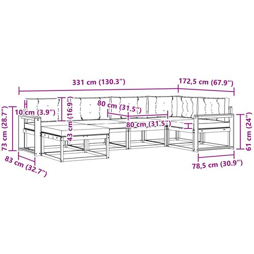  Set vanjskih sofa 6 kom. Prirodna i bež Smeđa 331 x 172,5 x 73 cm Slike