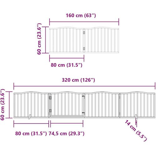 VidaXL Vrata za pse s vrata&amp;scaron;cima 8 panela sklopiva 640 cm drvo topole Slike