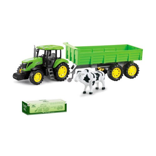 Zeleni traktor sa prikolicom i bikom ( 403595 ) Slike