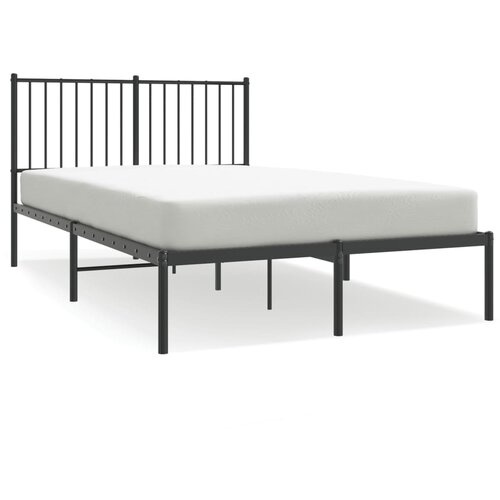 Maison Chic Kovinski Posteljni okvir - Dvoposteljna postelja - Zakonska postelja z vzglavjem črn 120x200 cm, (21693279) Slike
