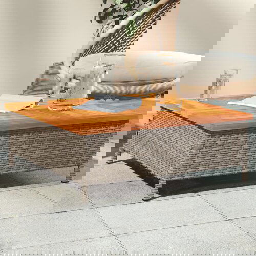 VidaXL Vrtni stol sivi 70 x 70 x 25 cm od ratana i bagremovog drva Slike