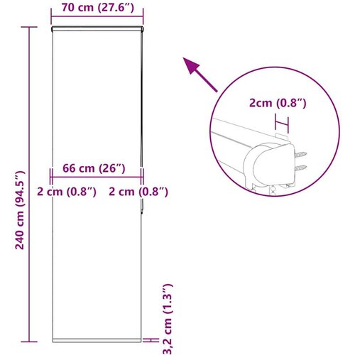 VidaXL Rolo zavjesa za tu&amp;scaron; s kazetom 70x240 cm &amp;scaron;irina tkanine 66 cm Slike