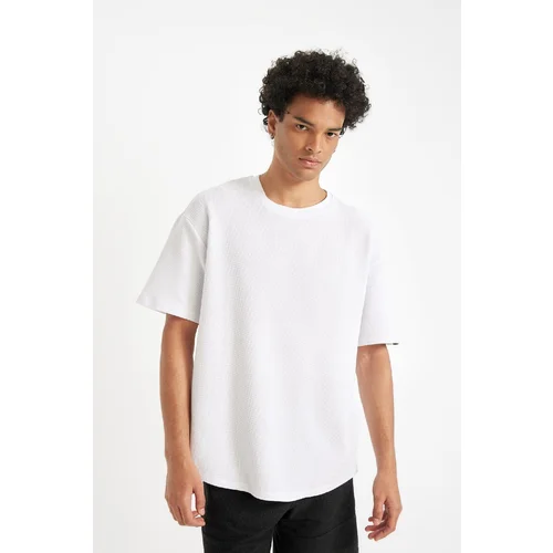 Defacto Comfort Fit Crew Neck Short Sleeve Waffle T-Shirt