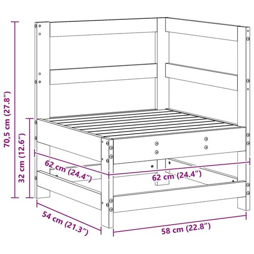  Vrtni kutni kauč Masivna borovina Vosak Smeđa 62 x 62 x 70 5 cm - Smolasto smeđe drvo kutna sofa Slike