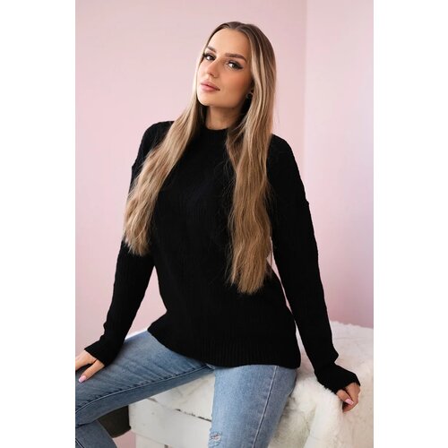 Kesi Pullover sweater with fashionable black weave Cene