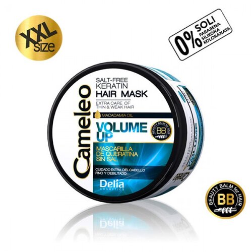 Delia CAMELEO BB - VOLUME UP - Maska sa keratinom i uljem makadamije za tanku i slabu kosu XXL 500ml Slike