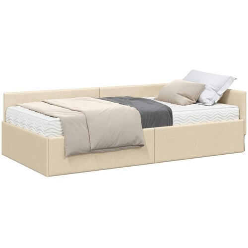vidaXL Kotni okvir postelje z matrico Drugo 2 pcs krema blago, (5000121513) Cene