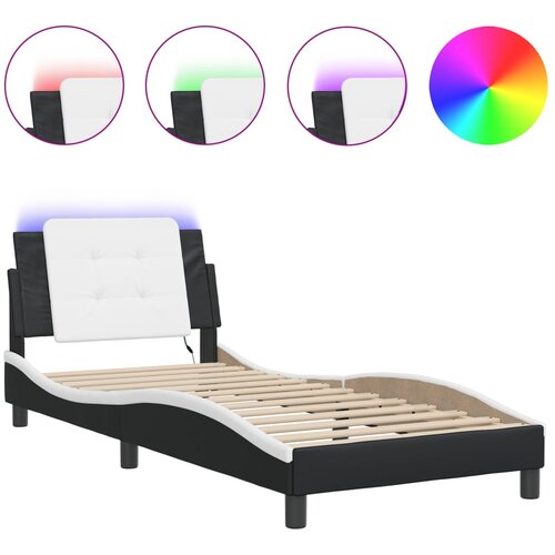 VidaXL Okvir kreveta s LED svjetlima crno-bijeli 80x200cm umjetna koža Slike