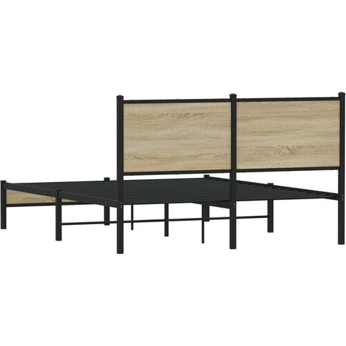 VidaXL metalni okvir kreveta s uzglavljem boja hrasta sonome 140x190cm Slike