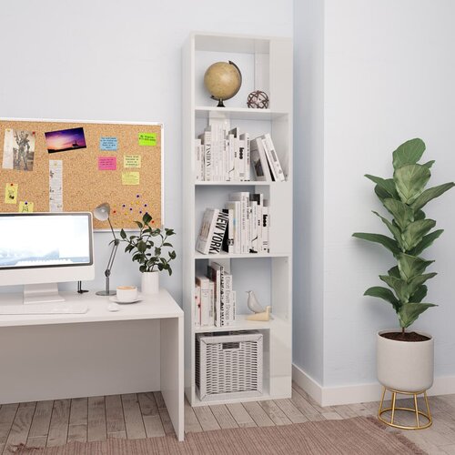 VidaXL Knjižna omara/paravan visok sijaj bela 45x24x159 cm, (20621349) Slike