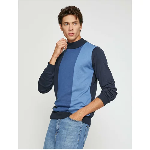 Koton Color Block Sweater Half Turtleneck