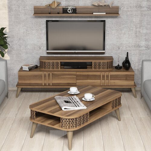 HANAH HOME eylül - Walnut Walnut Living Room Furniture Set Cene