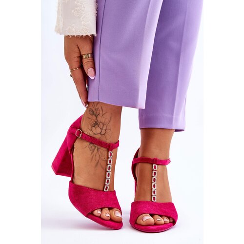 VINCEZA Suede High Heel Sandals With Cubic Zirconia Fuchsia Aniya Cijene